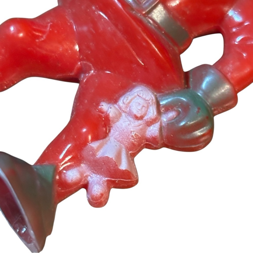 VTG 1940’S ROSBRO PLASTIC RED & GREEN PIXIE ELF ORNAMENT - Picture 8 of 10